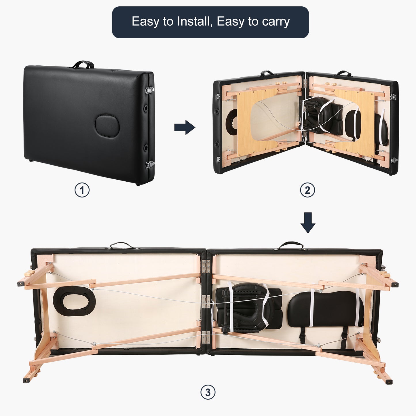 Massage Table Portable Wide Massage Bed 84 Inches Spa 2 Fold Table 9 Heigh Adjustable Carry Case Salon Face Cradle Bed