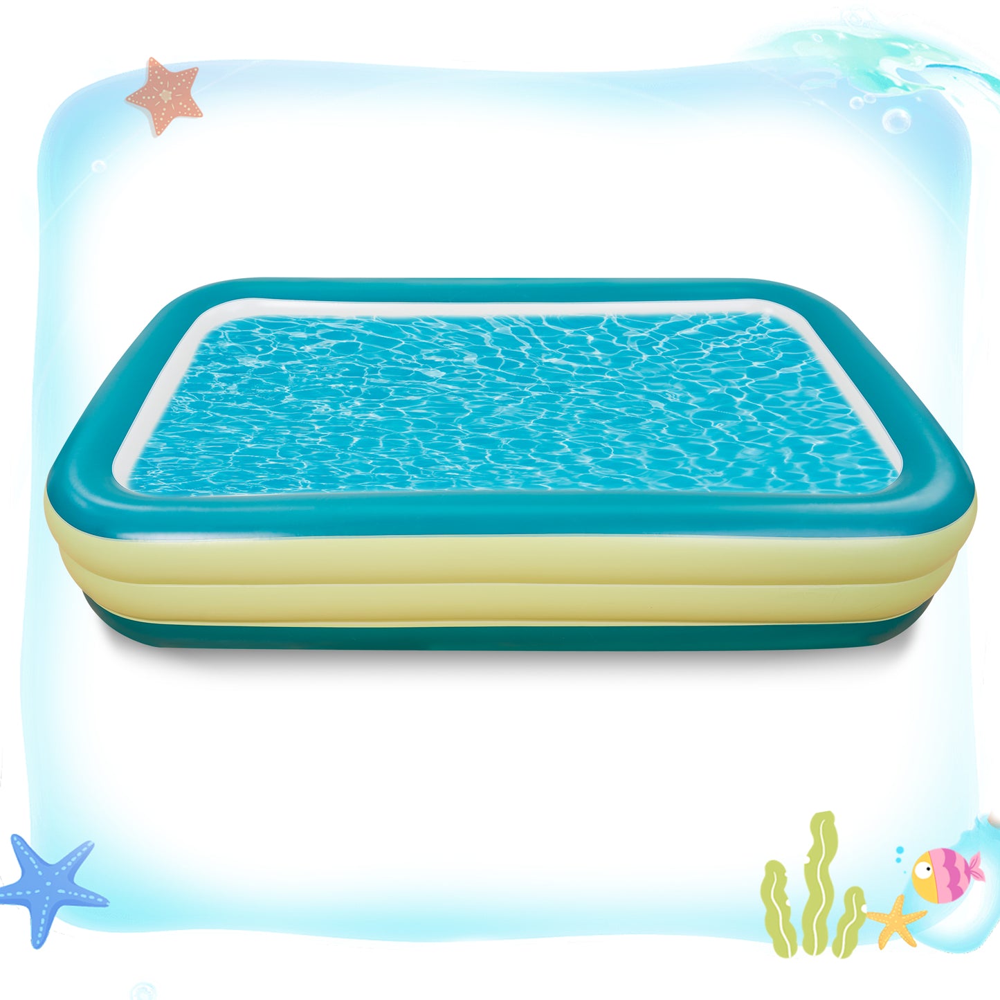 Inflatable Swimming Pool Fmaily Inflatable Pool Full-Sized Blow Up Pool 120''*72''*22'' for Baby Kids Adults Outdoor Backyard Summer Water Party