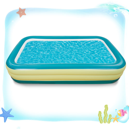 Inflatable Swimming Pool Fmaily Inflatable Pool Full-Sized Blow Up Pool 120''*72''*22'' for Baby Kids Adults Outdoor Backyard Summer Water Party