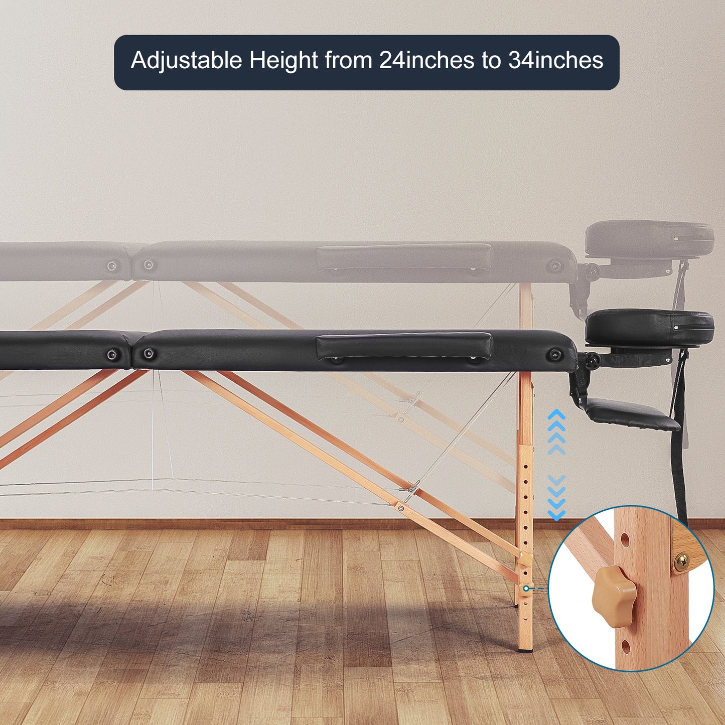 Massage Table Portable Wide Massage Bed 84 Inches Spa 2 Fold Table 9 Heigh Adjustable Carry Case Salon Face Cradle Bed