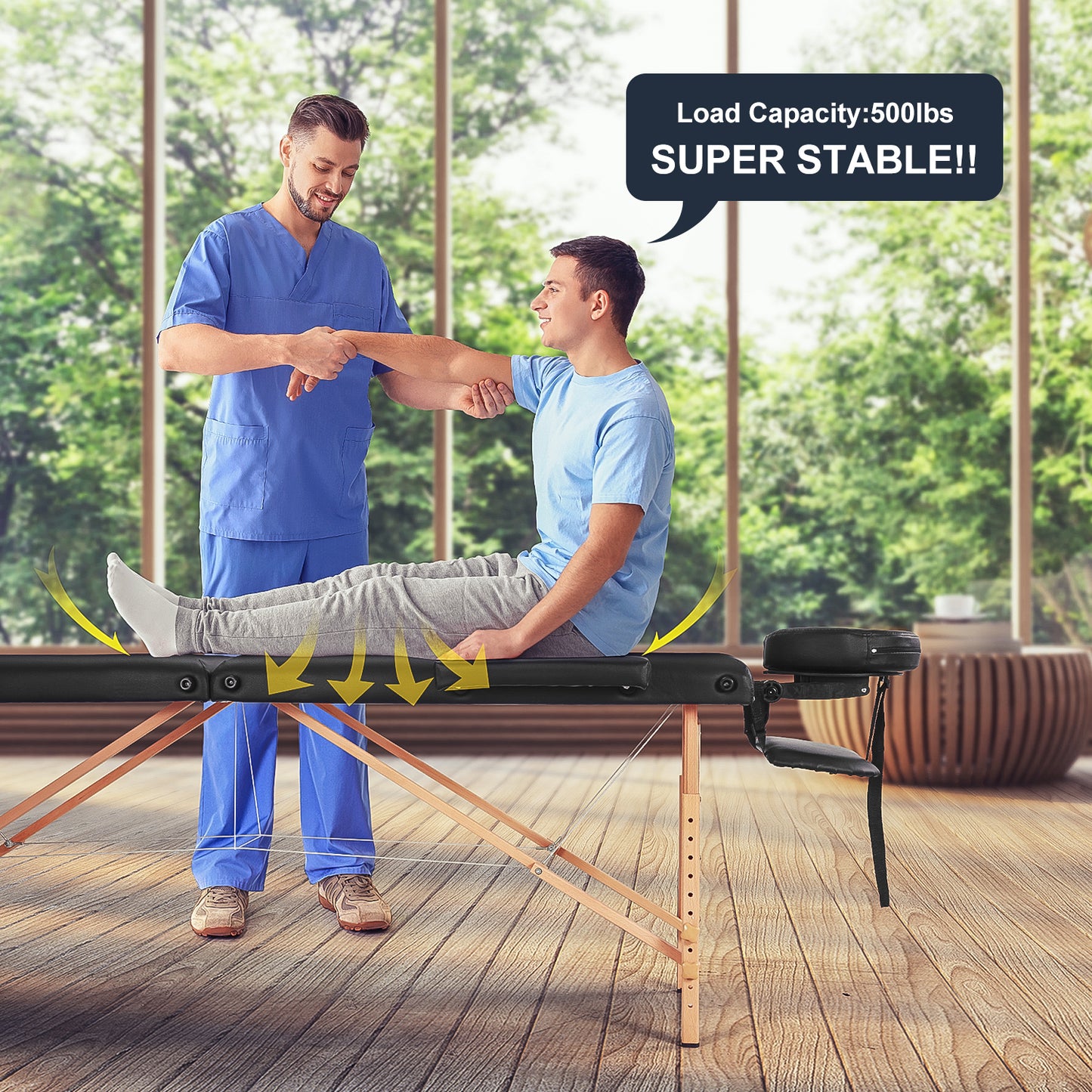 Massage Table Portable Wide Massage Bed 84 Inches Spa 2 Fold Table 9 Heigh Adjustable Carry Case Salon Face Cradle Bed