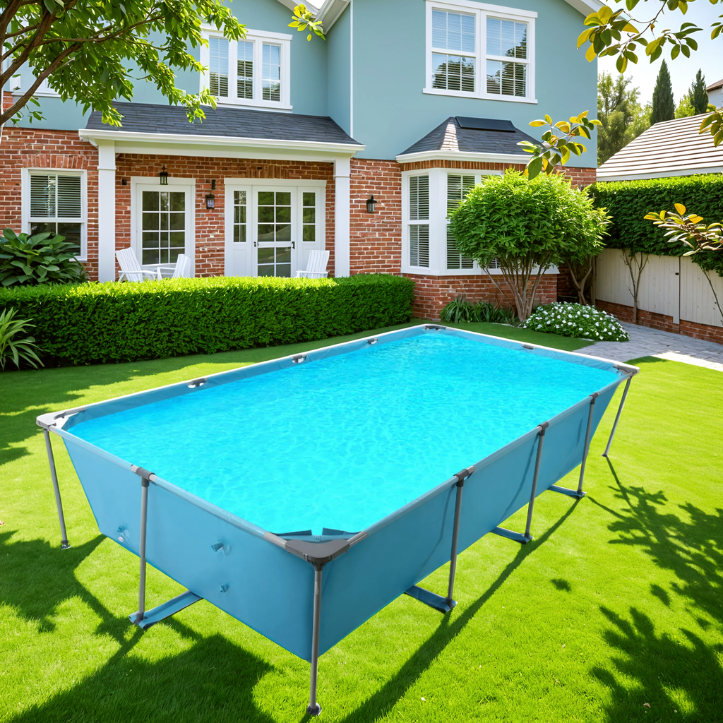 Mousport 15FT Swimming Pool with Rectangular Frame All-Season Versatility Above Ground Pool for Family and Pets Fun
