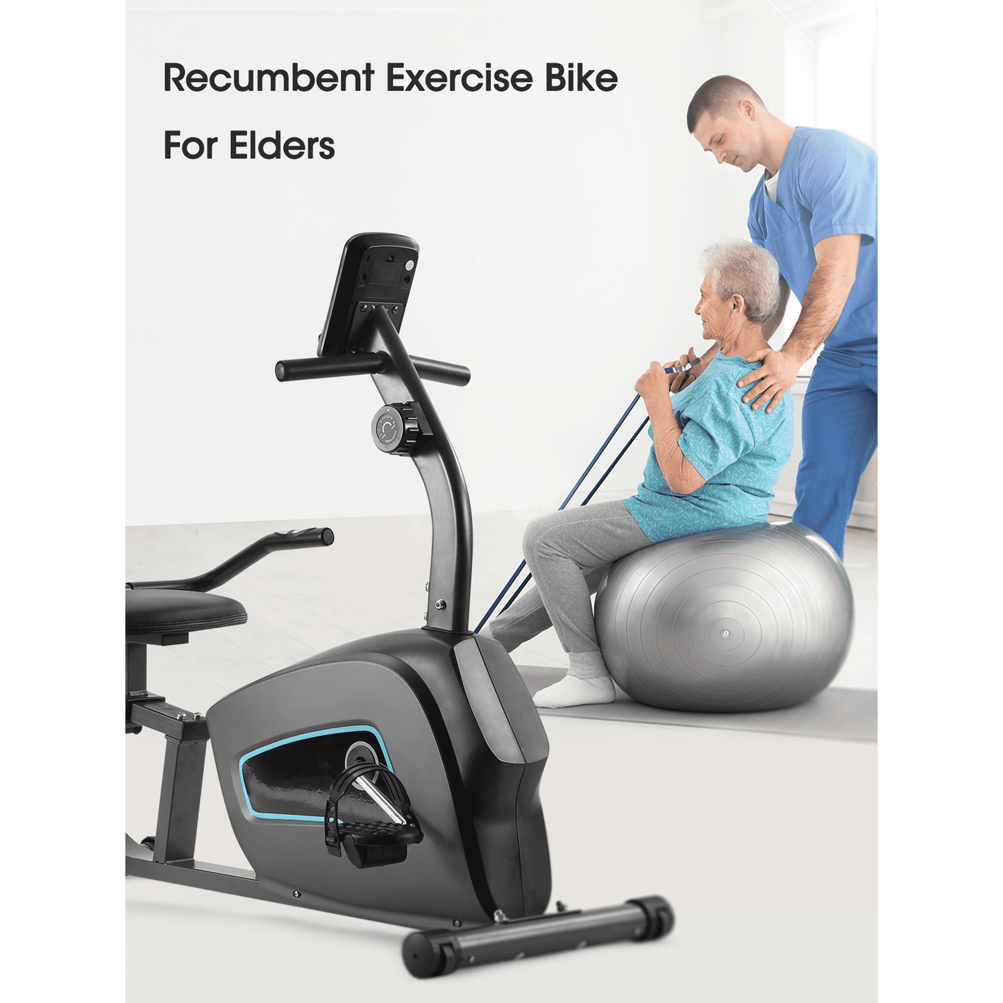 Mousport Exercise Bike Adjustment Seat Recumbent Exercise Bike for Adults Exercise Home Use