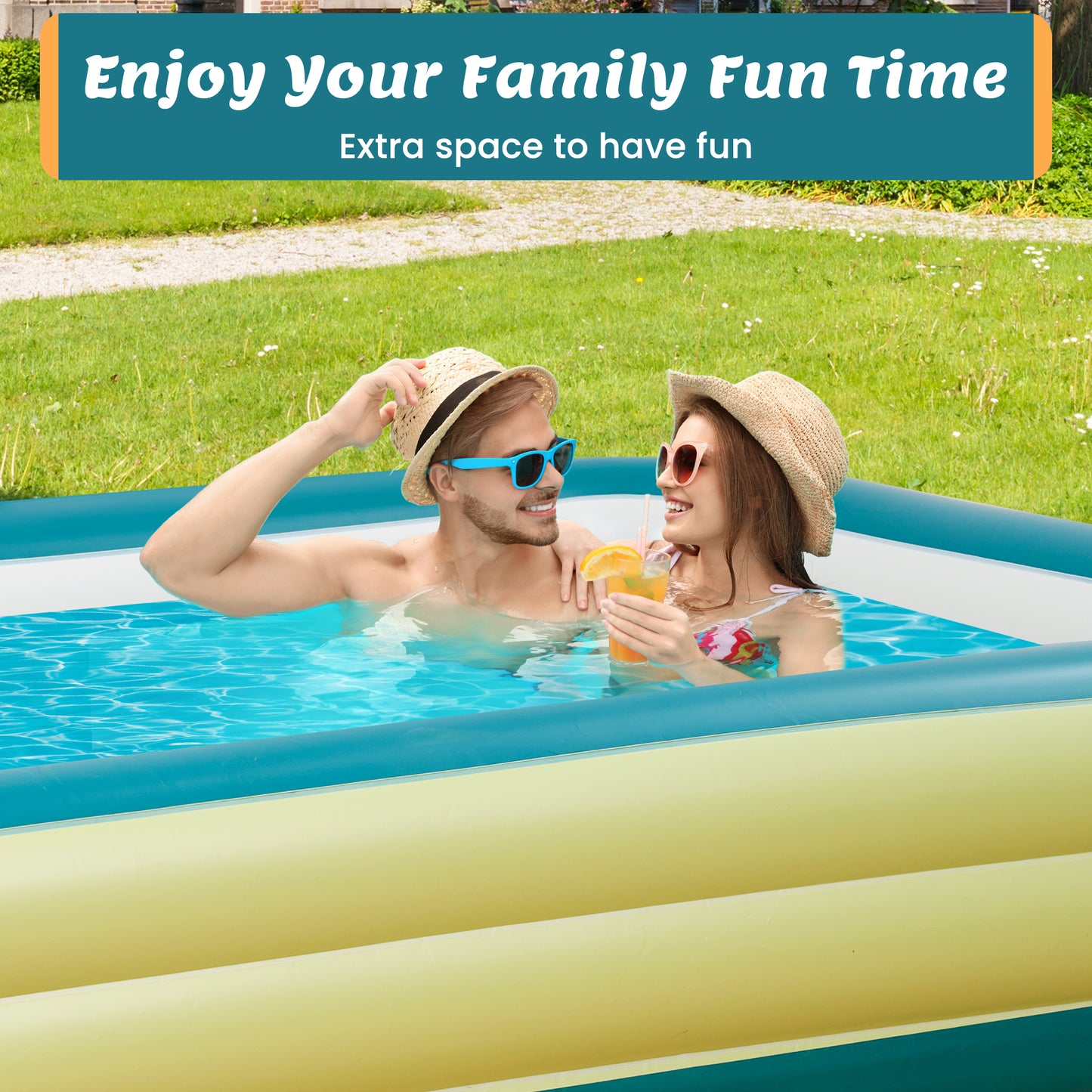 Inflatable Swimming Pool Fmaily Inflatable Pool Full-Sized Blow Up Pool 120''*72''*22'' for Baby Kids Adults Outdoor Backyard Summer Water Party