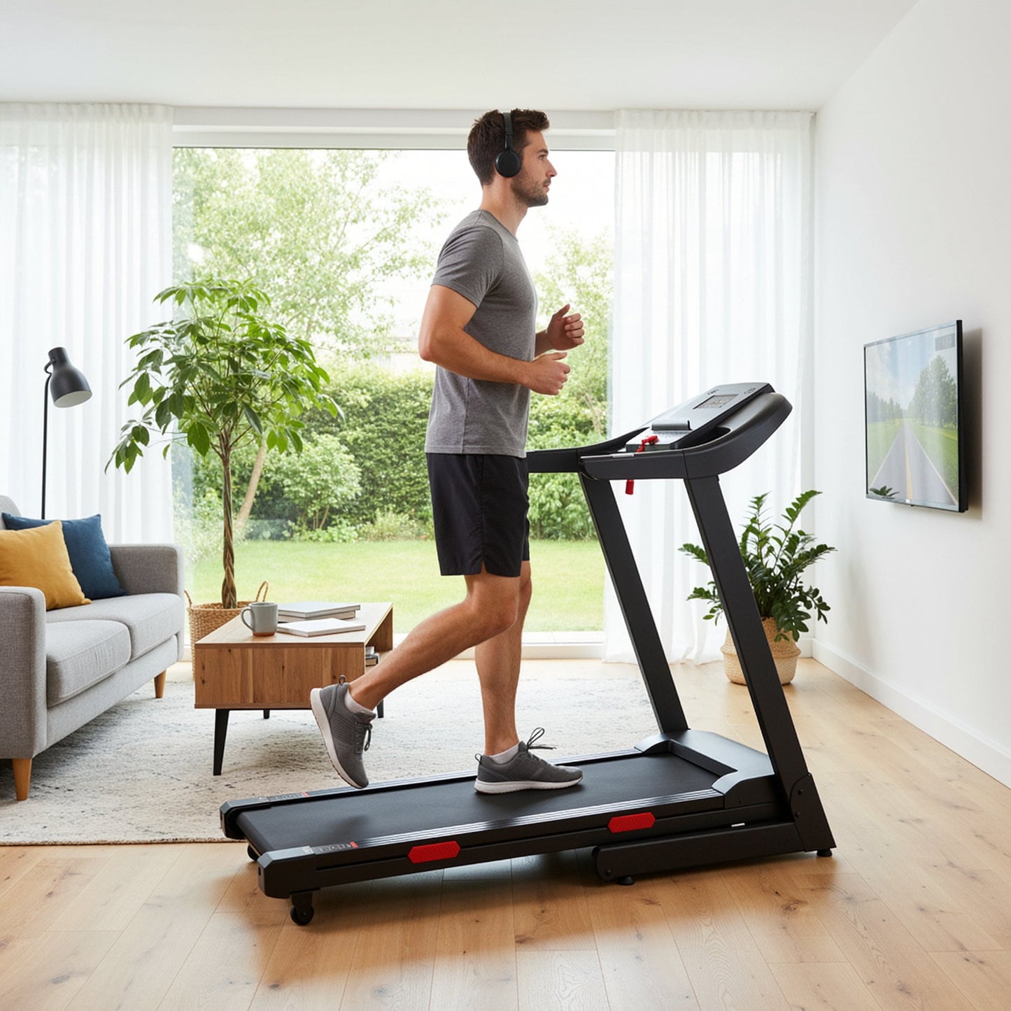 Mousport 15Level Treadmill with Incline Voice Control Foldable Compact treadmill Smart Display for Adults Family Exercise