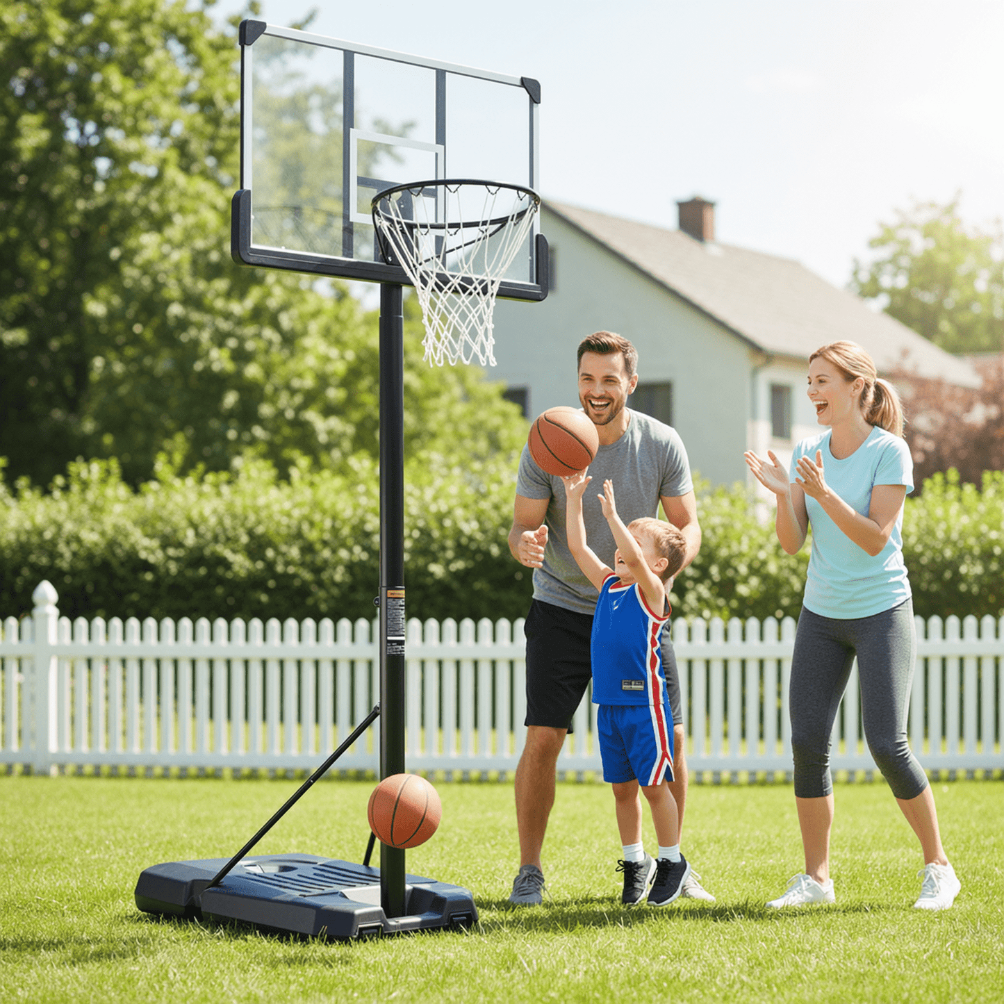 Mousport 44In Portable Basketball Hoop 6.5ft to 10ft with Wheels Basketball Goal for Family Youth Adults