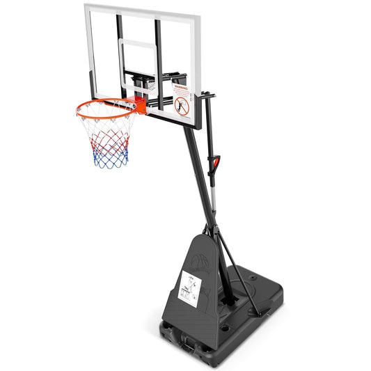 Mousport 54" Basketball Hoop One Step Height Adjustment Adjustable 8ft - 10ft Height with Two Wheels for All Age Outdoor Use