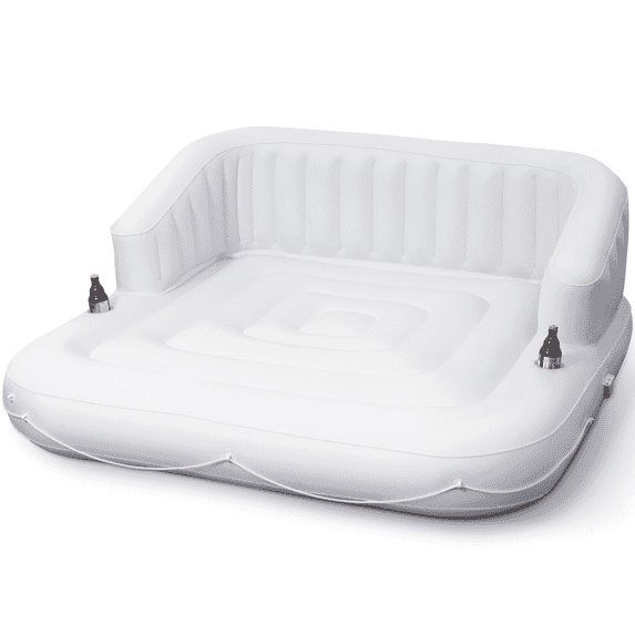 Mousport 70in Tanning Pool Lounger Float 2 Person with Removable Sunshade Inflatable Pool Float for Family Friends Youths