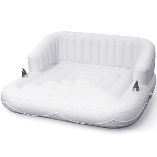 Mousport 70in Tanning Pool Lounger Float 2 Person with Removable Sunshade Inflatable Pool Float for Family Friends Youths