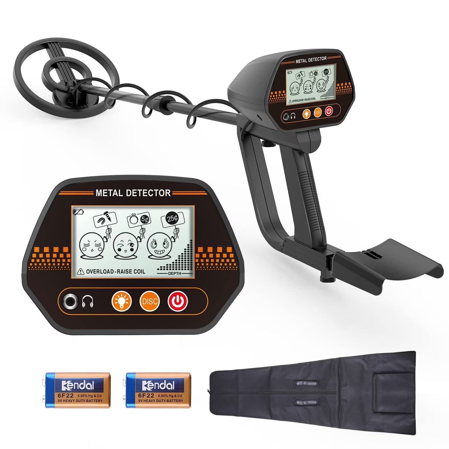 Mousport Metal Detector High Accuracy for Adults & Children,7.8" Waterproof Search Coil, Bigger LCD Display, Adjustable Length(24"-45"), Gift for Boys and Girls