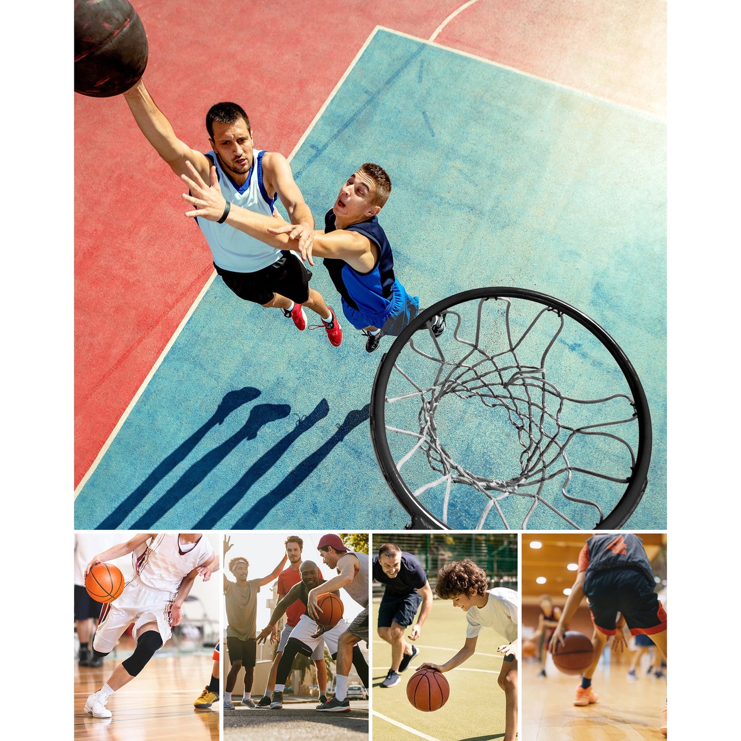 Mousport 44In Portable Basketball Hoop 6.5ft to 10ft with Wheels Basketball Goal for Family Youth Adults