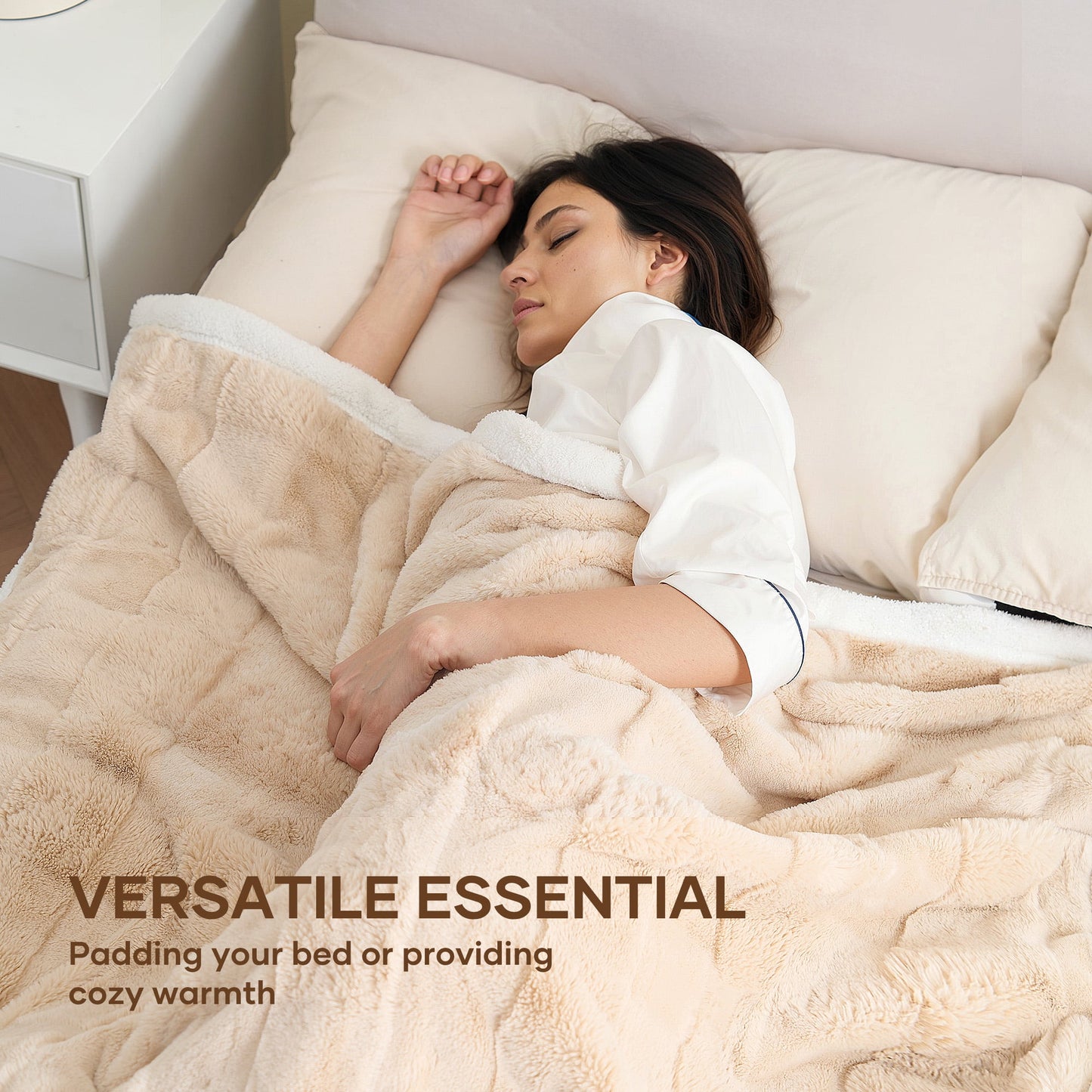Mousport 50X70 in Blanket Soft Cozy Arctic Velvet Throw Blankets Light Brown for All Seasons
